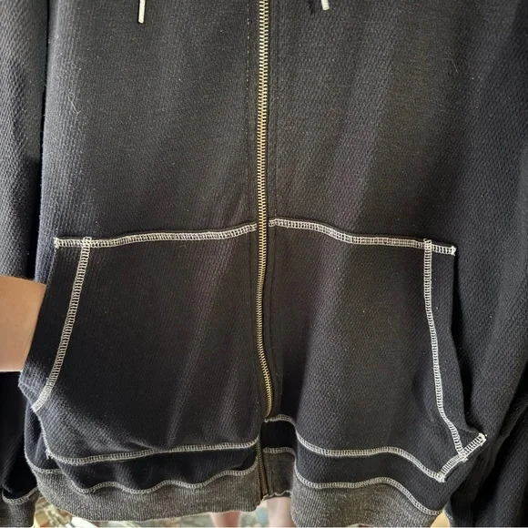 Original Penguin Black and Grey Zip Up Waffle Knit Lightweight Jacket - Picture 8 of 11